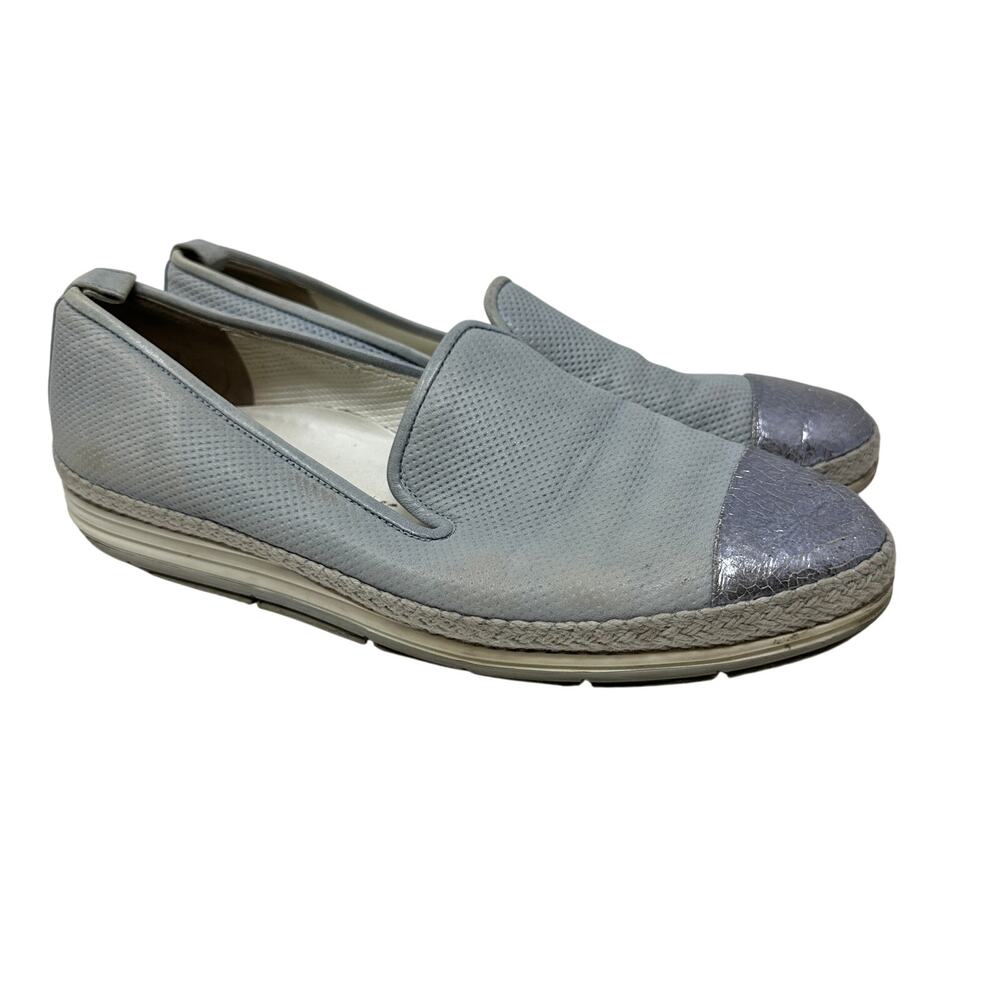 Paul Green Slip On Metallic Cap Toe Flats Womens UK Sz 5 US 7.5 Blue Leather